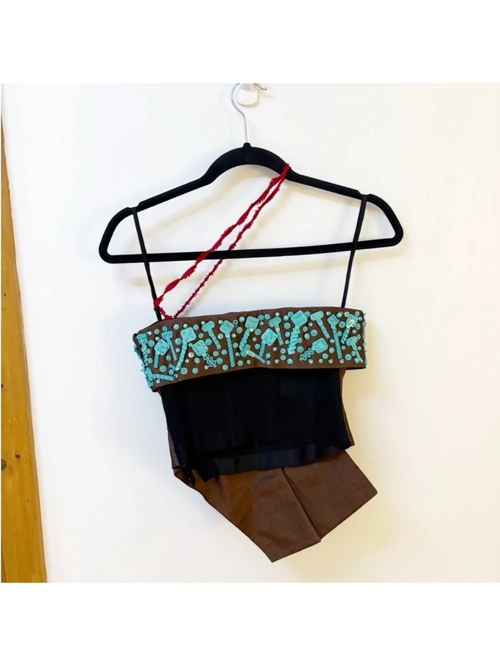 Tory Burch Lollipop Linen Beaded Strapless Bustier Top